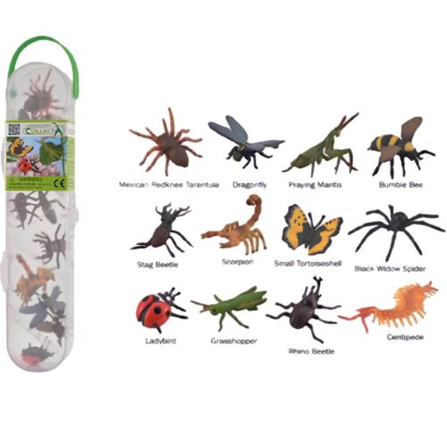  מארז 12 חרקים ועכבישים מיניאטוריים בטיוב של Collecta צבועים ביד, לגיל 3+