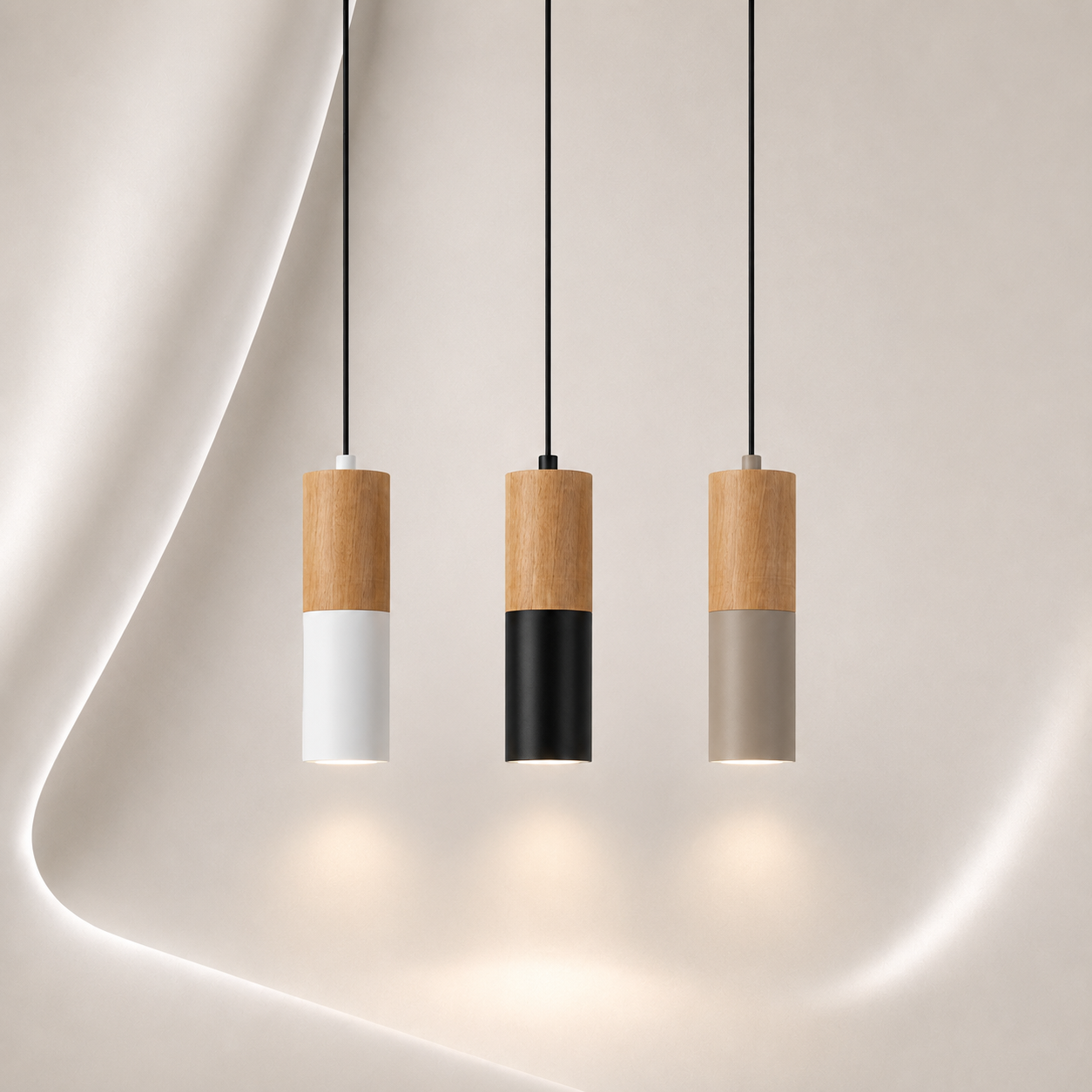 מנורת תליה דגם "B.B 1xE27 "WOOD LACE עץ בהיר אלון