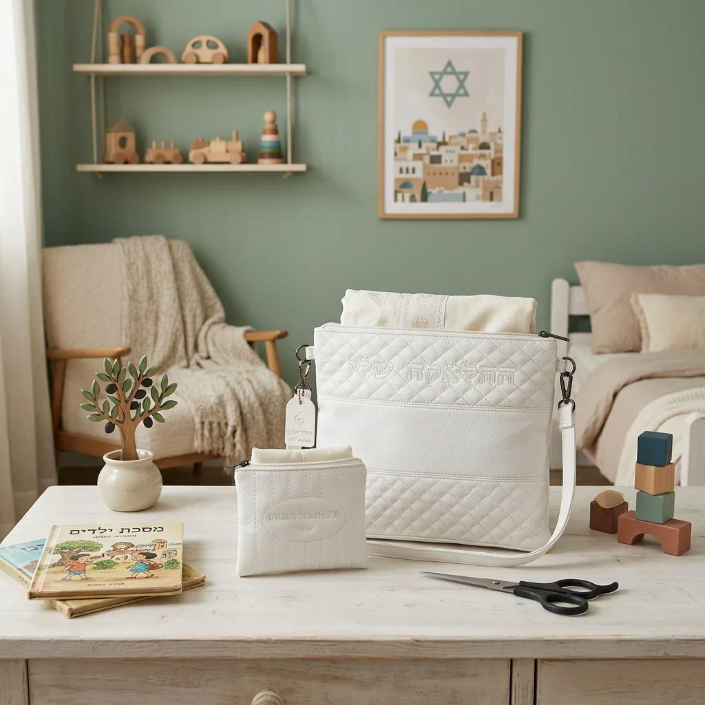 סט חלאקה עם נרתיק לתלתל ומספריים - לבן יוקרתי