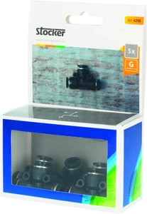 סט 5 מחברי T מהירים (6 מ"מ) למערכת Stocker Geyser -מקיפים את הגינה בקלות מק"ט ST4208