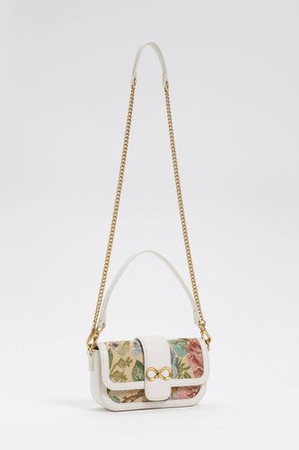Twinset Canvas Bag with Jacquard Floral Motif 