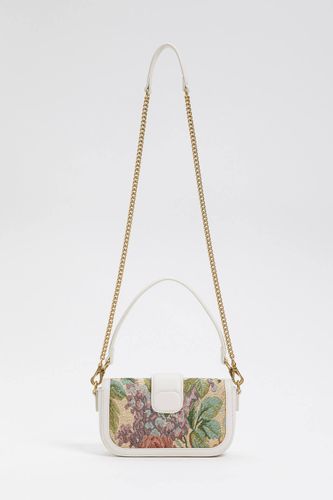 Twinset Canvas Bag with Jacquard Floral Motif 