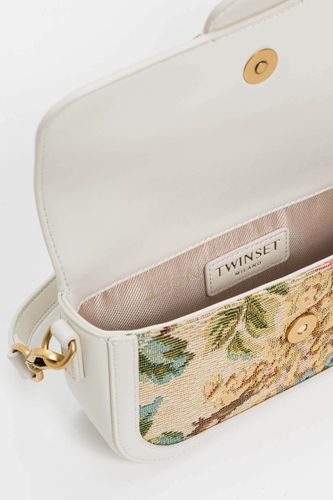 Twinset Canvas Bag with Jacquard Floral Motif 