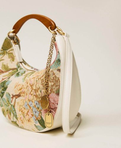 Jacquard 'Croissant' bag with charms