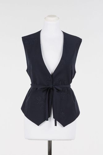 Embroidered waistcoat with belt