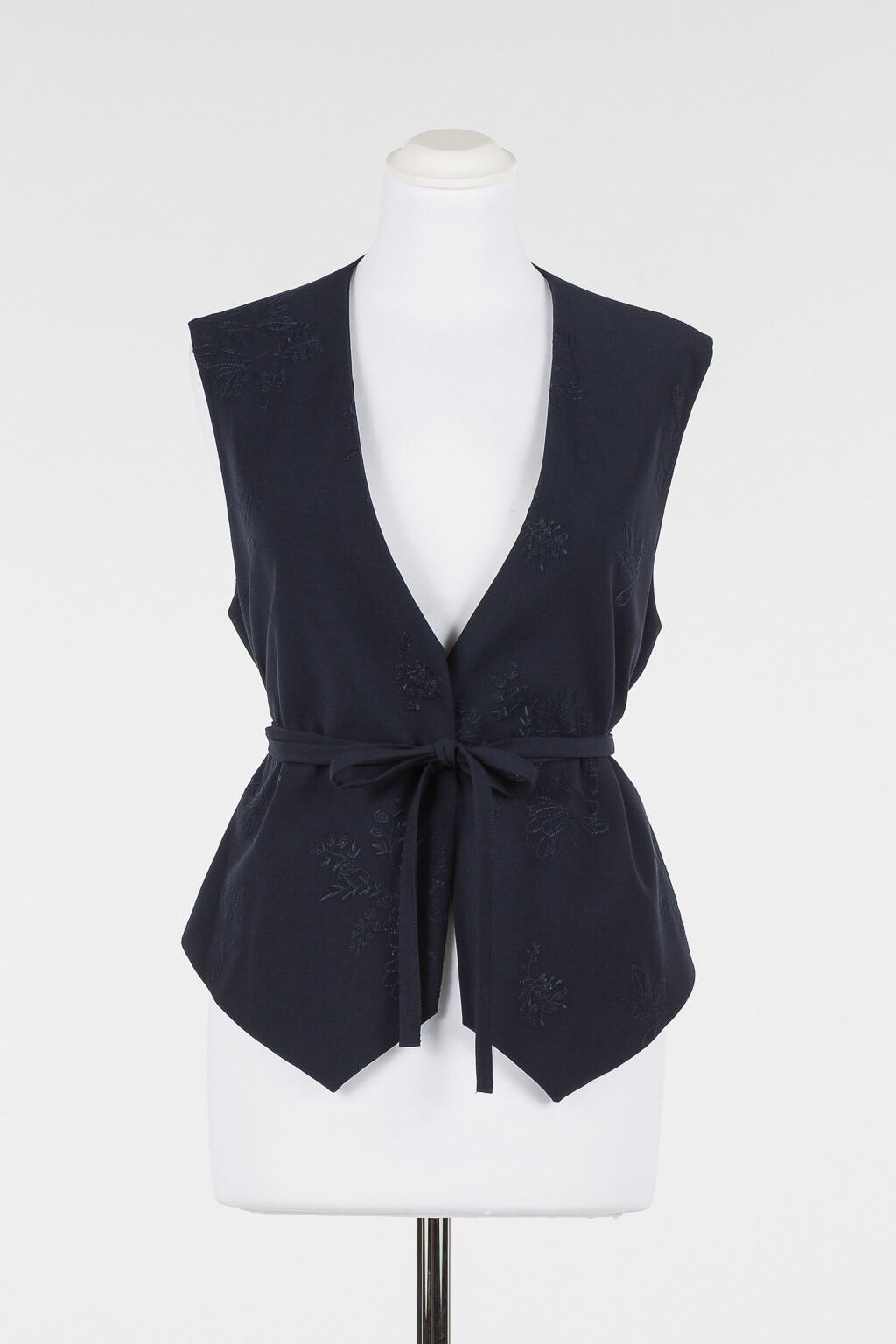 Embroidered waistcoat with belt