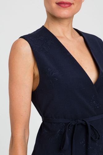 Embroidered waistcoat with belt