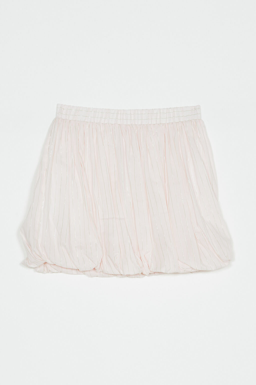 Striped poplin balloon miniskirt