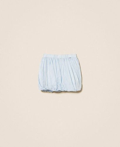 Striped poplin balloon miniskirt