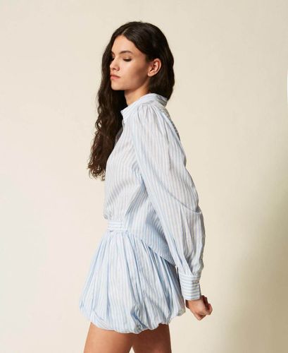 Striped poplin balloon miniskirt