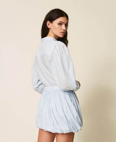 Striped poplin balloon miniskirt