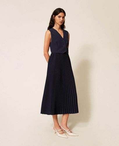 Long waistcoat-effect dress with pleats