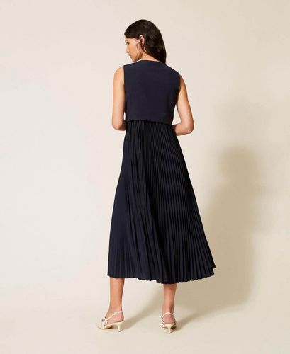 Long waistcoat-effect dress with pleats