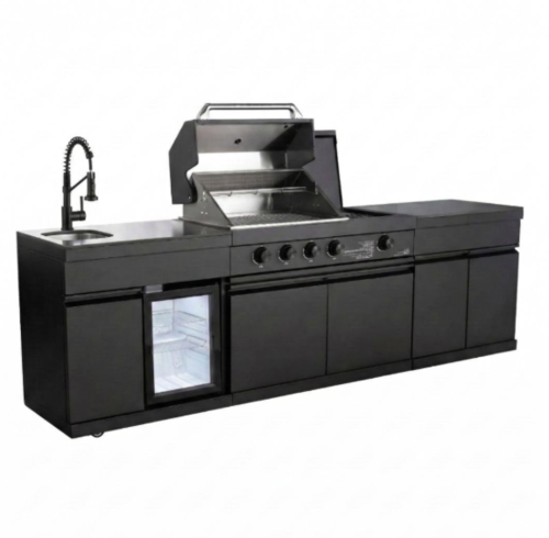 מטבח חוץ אורגון 4 מבערים + כירת צד 55200 BTU, כיור ומקרר 38L מבית IMPERO