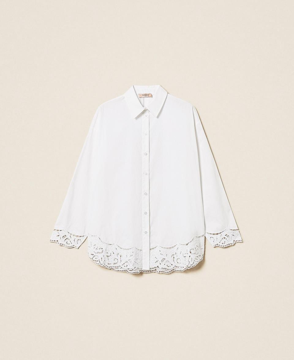Poplin shirt with embroidery