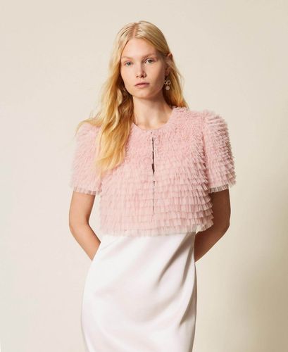Cropped tulle ruffle jacket