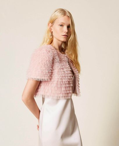 Cropped tulle ruffle jacket