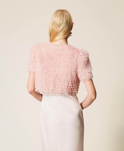 Cropped tulle ruffle jacket