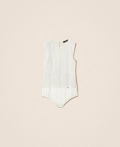 Tulle bodysuit with lace