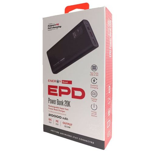 סוללת גיבוי ENERGY EPD 20000k mAh PD