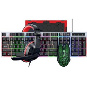 קיט גיימינג 4 ב-1: מקלדת גיימרים RGB + עכבר גיימרים מקצועי+ אוזניות מיקרופון גיימרים + משטח מהודר לעכבר