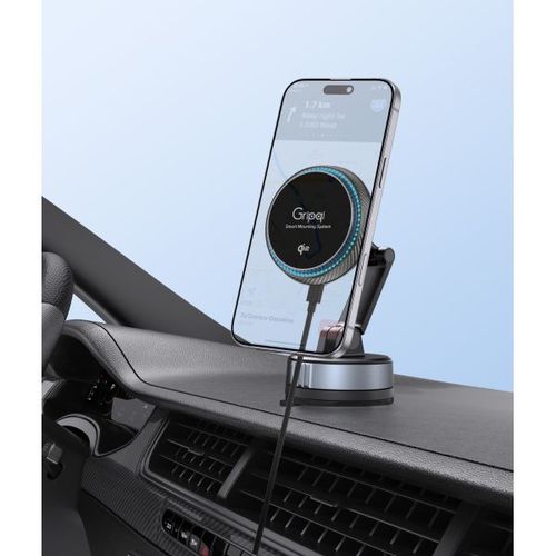 מעמד סמארטפון מגנטי MagSafe / Qi2 וואקום לדשבורד עם טעינה אלחוטית דגם XW-60 מבית Gripqi