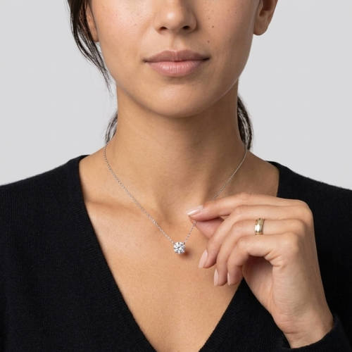 שרשרת ותליון יהלום עגול 1.0ct זהב 14K