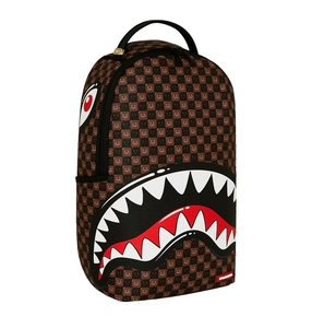 SPRAYGROUND תיק גב מטורף BACKPACK SHARKS IN PARIS WTF BUBBLE BROWN CHECK