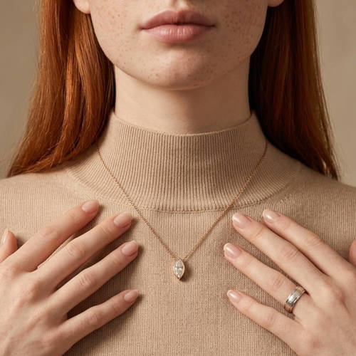 שרשרת ותליון יהלום מרקיזה 1.0ct זהב 14K