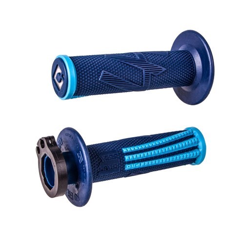 גריפים עם נעילה וידית מצערת כחול/ תכלת – ODI EMIG PRO V2 LOOK-ON