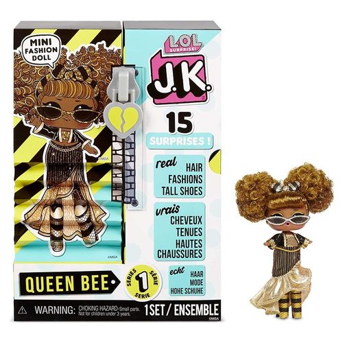 לול - ג'יי קיי קווין בי עם 15 הפתעות - L.O.L SURPRISE JK QUEEN BEE REAL HAIR MINI FASHION DOLL