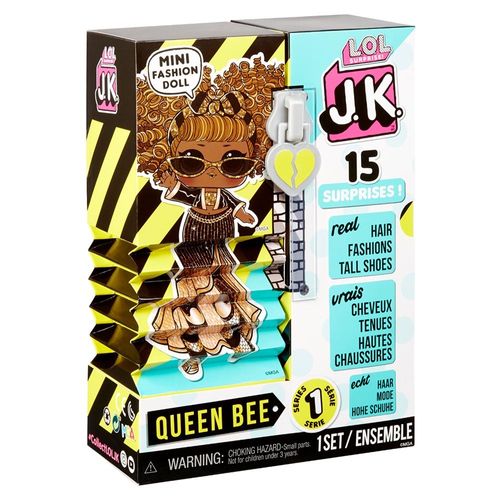 לול - ג'יי קיי קווין בי עם 15 הפתעות - L.O.L SURPRISE JK QUEEN BEE REAL HAIR MINI FASHION DOLL