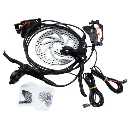 סט מעצורים הידראולי XOD 610 בוכנה גדולה קומפלט קדמי ואחורי כולל ניתוק חשמלי ו2 רוטורים עבים