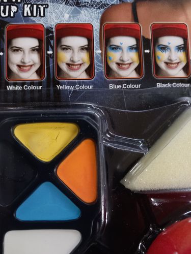 סט איפור ליצן לפנים כולל אף אדום