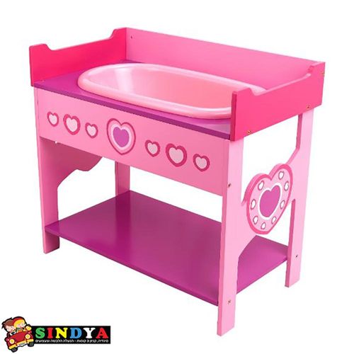 אמבטיה + משטח החתלה מעץ DOLLS WORLD