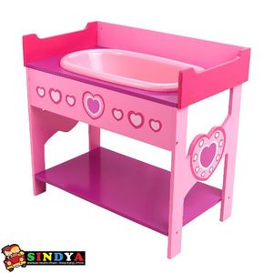 אמבטיה + משטח החתלה מעץ DOLLS WORLD