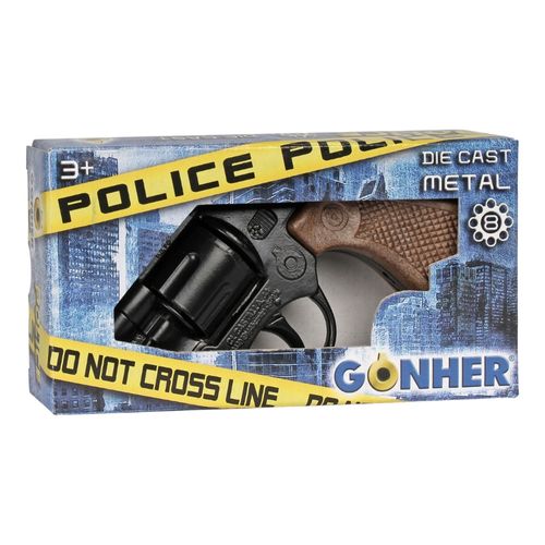 אקדח תופי משטרתי קומפקטי שחור 8 יריות - GONHER Small Metal Police Revolver