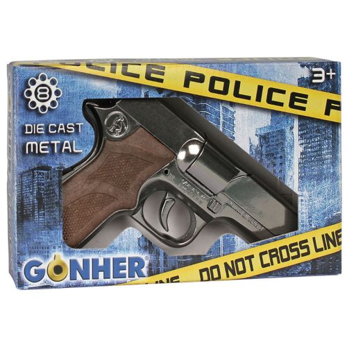 אקדח משטרתי 8 מחסניות גונהר צבע כסף עתיק - Pistol Politie 8 cartuse  old silver GONHER