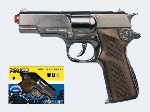 אקדח משטרתי 8 מחסניות גונהר צבע כסף עתיק - Pistol Politie 8 cartuse  old silver GONHER