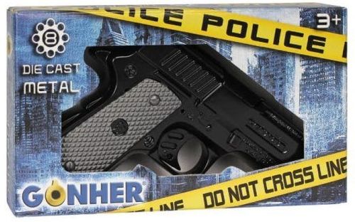 אקדח משטרתי בסגנון ברטה של ??גונר 8 יריות - Gonher  Beretta Style Police 8 Shot Diecast Cap Gun