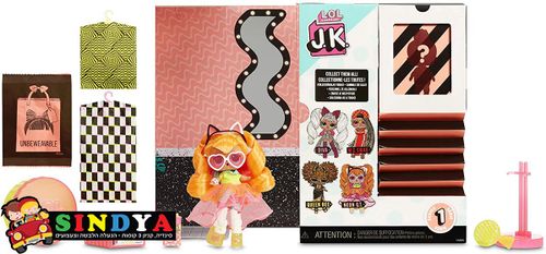 LOL  ,לול ג'יי קיי ניון עם 15 הפתעות - L.O.L. SURPRISE JK NEON Q.T REAL HAIR MINI FASHION DOLL