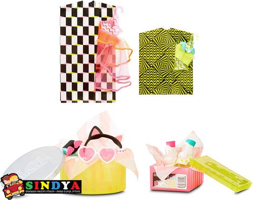 LOL  ,לול ג'יי קיי ניון עם 15 הפתעות - L.O.L. SURPRISE JK NEON Q.T REAL HAIR MINI FASHION DOLL