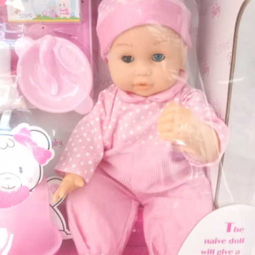 בובה + אביזרי אוכל וסינר -  LOVELY BABY