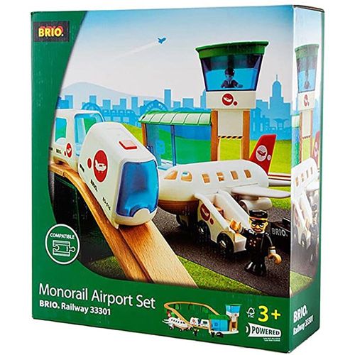 בריו - סט מסלול שדה תעופה עם מטוס מעץ  - BRIO 33301