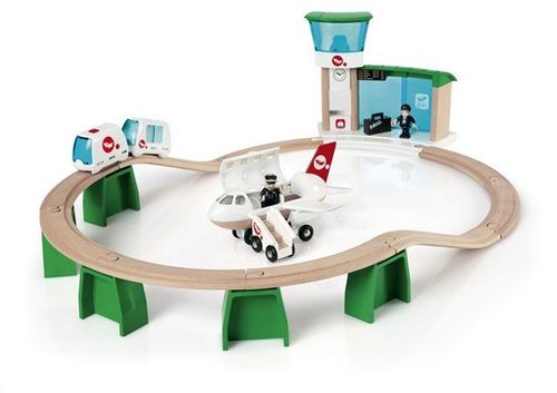 בריו - סט מסלול שדה תעופה עם מטוס מעץ  - BRIO 33301