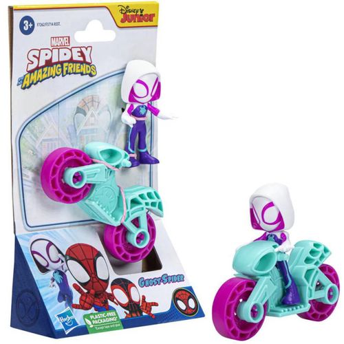 ספיידי - דמות+אופנוע -  Ghost Spider Amazing Friends
