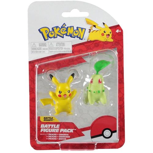 פוקימון - דמות פיקאצ'ו צ'יקוריטה - POKEMON PIKACHU + CHIKORITA