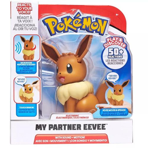 פוקימון - בובת Eevee עם מיקרופון וחיישן / מגיבה לקולות ומגע - Pokemon