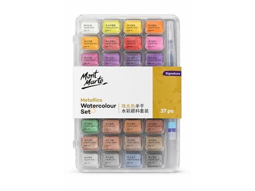 סט 36 צבעי מים מטאליים Mont Marte Signature — ‏37 חלקים