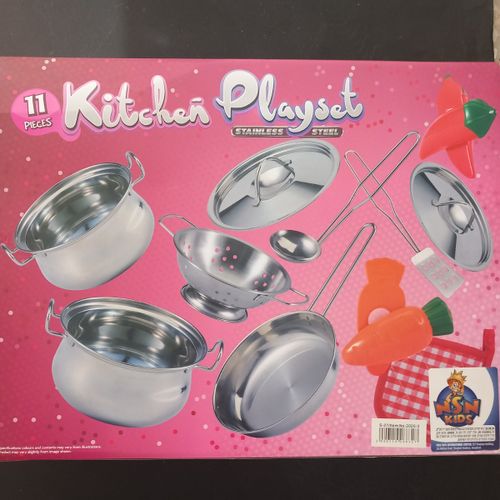 סט כלי מטבח נירוסטה + פירות סקוטש  10 חלקים  - 2020-3 KITCHEN PLAYSET